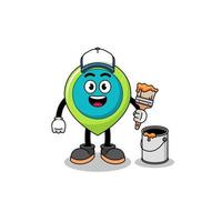 Character mascot of location symbol as a painter vector