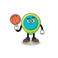 ilustración de símbolo de ubicación como jugador de baloncesto vector