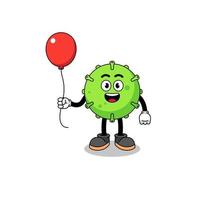 Cartoon of virus holding a balloon vector