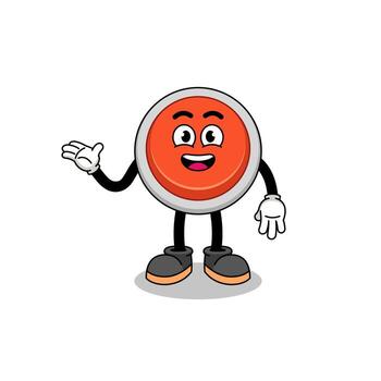 emergency button cartoon with welcome pose vector