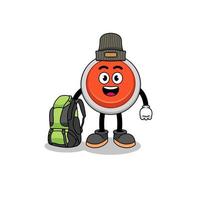 Illustration of emergency button mascot as a hiker vector