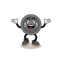 barbell plate cartoon searching with happy gesture vector