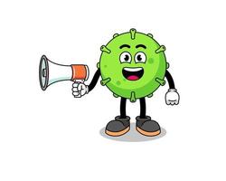 virus cartoon illustration holding megaphone vector