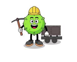 Mascot Illustration of virus miner vector