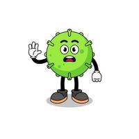 virus cartoon illustration doing stop hand vector