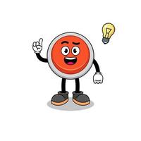 emergency button cartoon with get an idea pose vector