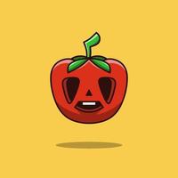 vector de diseño de logotipo de emoticono de emoción de carácter lindo de tomate. arte de pegatinas coloridas con fondo suave. ilustración gráfica abstracta.