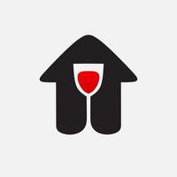 Wine house minimalist logo. Simple negative space vector design. Isolated with soft background.