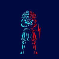 zeus la línea del logotipo de la mitología retrato de arte pop dios diseño colorido con fondo oscuro. ilustración vectorial abstracta. vector