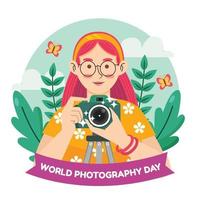 celebrar el día mundial de la fotografía vector