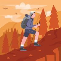 Hike To The Mountains In Autumn vector