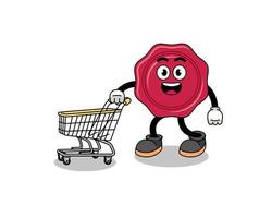 Cartoon of sealing wax holding a shopping trolley vector