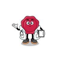 Cartoon mascot of sealing wax doctor vector