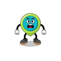 location symbol cartoon illustration with angry expression vector