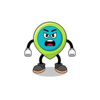 location symbol cartoon illustration with angry expression vector