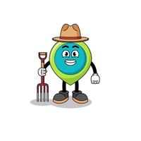 Cartoon mascot of location symbol farmer vector