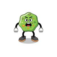 puke cartoon illustration with angry expression vector