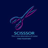 Scissor Cutter Logo Line Pop Art Potrait Colorful Design with Dark Background vector