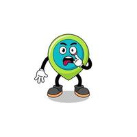 Character Illustration of location symbol with tongue sticking out vector