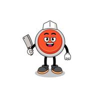 Mascot of emergency button as a butcher vector