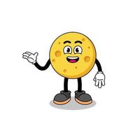 round cheese cartoon with welcome pose vector