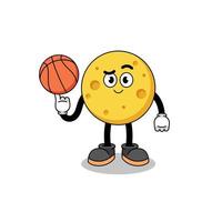 ilustración de queso redondo como jugador de baloncesto vector