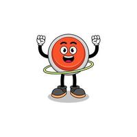 Character Illustration of emergency button playing hula hoop vector