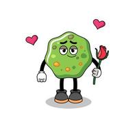 puke mascot falling in love vector