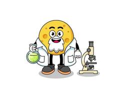 Mascot of round cheese as a scientist vector