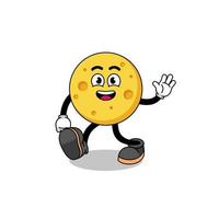 round cheese cartoon walking vector