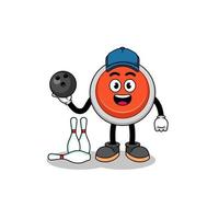 Mascot of emergency button as a bowling player vector