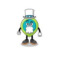 Illustration of location symbol cartoon with i want you gesture vector