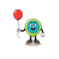 Cartoon of location symbol holding a balloon vector