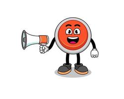 emergency button cartoon illustration holding megaphone vector