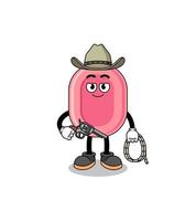 personaje mascota de jabón como vaquero vector