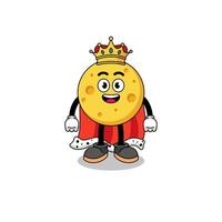 ilustración de mascota del rey del queso redondo vector