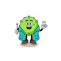 Illustration of virus mascot as a dentist vector