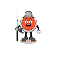 Mascot Illustration of emergency button fisherman vector