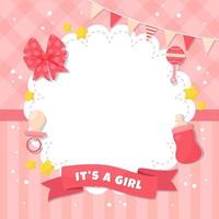 Baby Girl Pink Background in Flat Style vector