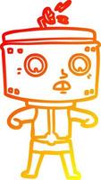 warm gradient line drawing cartoon robot vector