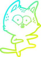 línea de gradiente frío dibujo gato de dibujos animados bailando vector