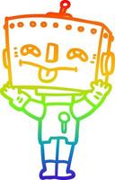 rainbow gradient line drawing cartoon robot vector