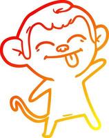 warm gradient line drawing funny cartoon monkey vector