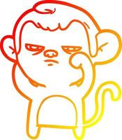 warm gradient line drawing cartoon annoyed monkey vector