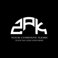 diseño creativo del logotipo de la letra zpk con gráfico vectorial vector