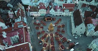 tallinn oude stadsdaken en gebouwen tijdens kerstvakantie, estland video