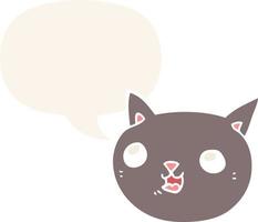 cartoon cat and speech bubble in retro style vector