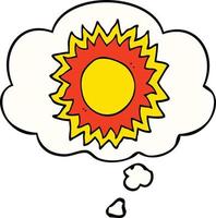 cartoon sun and thought bubble vector