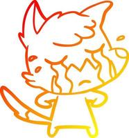 warm gradient line drawing crying fox cartoon vector