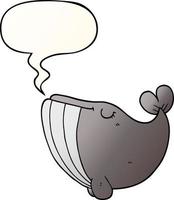 cartoon whale and speech bubble in smooth gradient style vector